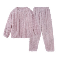 LUCKMEEY 幸棉 Nature系列 女士长毛绒家居服套装 21N62007 脏粉色 M