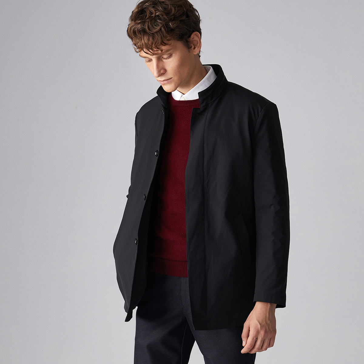 JOEONE 九牧王 JF184061T  男式中长款风衣