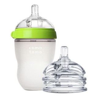 comotomo 可么多么 硅胶奶瓶 250ml 绿色+奶嘴 2只装 3月+/6月+ 礼盒装