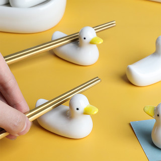 tinyhome创意日式可爱小白鸭筷枕陶瓷筷子架筷托卡通筷架收纳摆件
