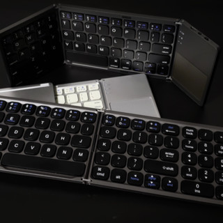 安麦威 三折叠 触摸屏版 蓝牙无线薄膜键盘 灰黑色 无光