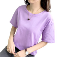 世肯 女士圆领短袖T恤 093B 紫色 L