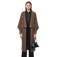 Donna Karan 唐纳·卡兰 女士双面呢中长款大衣 W1409JJ210B 深咖色 L