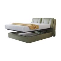 CHEERS 芝华仕·爱蒙 C039+D026 现代简约真皮床+双面床垫 暮光绿 1.5m床 储物款