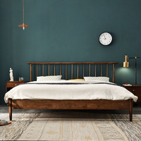 JIAYI 家逸 木韵系列 RF-1550 竖琴实木床 胡桃色 150*200cm