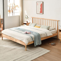 JIAYI 家逸 木韵系列 RF-1550 竖琴实木床 原木色 180*200cm