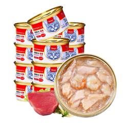 Wanpy 顽皮 泰国进口 猫罐头85g*12白身吞拿鱼+明虾罐头(汤汁型) 成猫湿粮