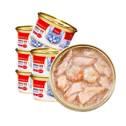 Wanpy 頑皮 泰國進口貓罐頭85g*6罐 吞拿魚明蝦罐頭 成貓寵物貓咪零食濕糧
