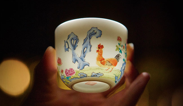 观复博物馆 景德镇仿古乾隆鸡缸杯 6.3x5x3.3cm 创意复古家用茶具