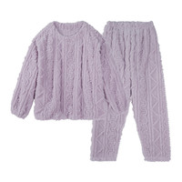 LUCKMEEY 幸棉 Nature系列 女士长毛绒家居服套装 21N62007 香芋紫 XL