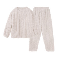 LUCKMEEY 幸棉 Nature系列 女士长毛绒家居服套装 21N62007 奶咖白 XL