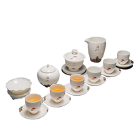 容山堂 cj070 白瓷彩绘盖碗 茶具套装 10件套 海赋