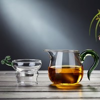 诗米乐 加厚耐热玻璃公道杯加茶漏功夫茶具配件分茶器茶海茶滤网过滤大号 公道杯+茶滤器