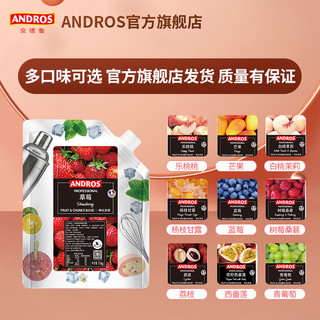 andros安德鲁果酱草莓蓝莓白桃颗粒酱奶茶冲饮原料批发多口味1KG