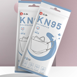 仁和药业 KN95无呼吸阀一次性立体防护口罩 10只*3包 白色