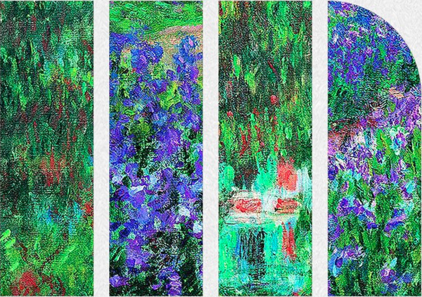 雅昌 莫奈 花卉风景油画《吉威尔尼花园》72×65cm 油画布 典雅栗