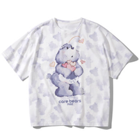 LEDIN 乐町 爱心熊联名 女士圆领短袖T恤 CWDAB230251 蓝色 L