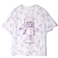 LEDIN 乐町 爱心熊联名 女士圆领短袖T恤 CWDAB230260 透明紫色 XS