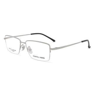 Coastal Vision 镜宴&essilor 依视路 CVF4017 银色钛金属眼镜框+钻晶A4系列 1.60折射率 非球面镜片