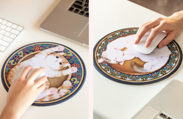 博物文创 宫猫鼠标垫 24cm pu硅胶 全套2款