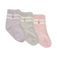 RALPH LAUREN Infant Girls Pepper Stripe Crew Socks 3-Pair