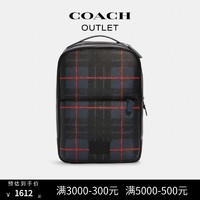 COACH 蔻驰 奥莱男包窗棂格纹印花WESTWAY背包