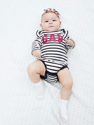 Gap 蓋璞 嬰兒|徽標LOGO純棉花邊長袖連體衣
