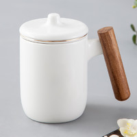 MAXCOOK 美厨 茶杯陶瓷杯 马克杯水杯泡茶杯 咖啡杯早餐杯茶水分离杯带滤隔 白色MCTC122