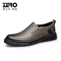 ZERO 零度男鞋一脚蹬商务休闲鞋男士便捷舒适皮鞋 男 灰色 39