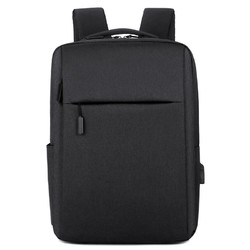 OUXU 欧煦 双肩男时尚男包背包电脑包男士休闲旅行男生出差大容量旅游包包 黑色