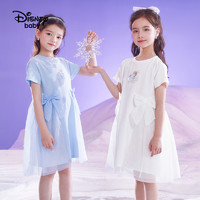 Disney 迪士尼 童装女童短袖连衣裙2022夏季新款儿童透气洋气裙子公主裙潮