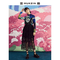 MUKZIN 密扇 2021款设计复古流苏吊带蕾丝黑色仙女裙连衣裙女气质高档