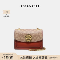 COACH 蔻驰 官方  奥莱款山茶花迷你Parker女士单肩斜挎包链条包