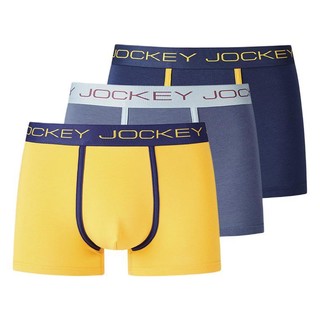 JOCKEY 男士平角内裤套装 JM1503119 3条装(黄色+灰色+藏青) M