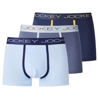 JOCKEY 男士平角内裤套装 JM1503119 3条装(浅蓝+灰色+藏青) M