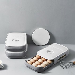 全适 抽屉式鸡蛋盒冰箱收纳盒滚动式保鲜盒整理盒鸭蛋盒厨房透气可呼吸储存盒 储物盒厨房用品 白色