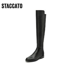 STACCATO 思加图 冬季新款简约圆头超长靴弹力靴瘦瘦靴网红皮靴9Y601DC0