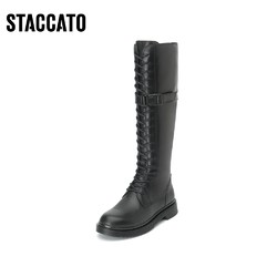 STACCATO 思加图 年冬季新款系带瘦瘦靴骑士靴帅气长靴女靴子N4305DG0D