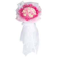 小物见礼 三生三世的爱恋 玫瑰满天星永生花 粉色 33朵