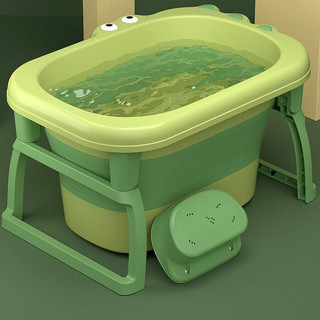 酷儿熊 儿童鳄鱼折叠浴盆+浴凳+礼包+游泳圈