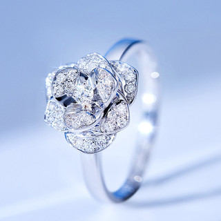 SEAZA 喜钻 R10049 女士花朵18K白金钻石戒指 4分 I-J 3.3g