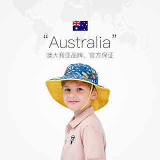 澳洲BANZ儿童太阳帽男女宝春夏双面防晒渔夫帽绑带沙滩帽