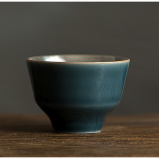 YAODIAN 垚典 鎏银清静杯霁青 75ML 陶瓷茶碗