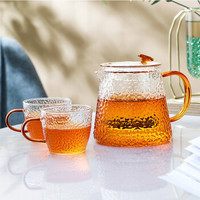 TEAHUE 忆壶茶 茶壶玻璃锤纹茶具 泡茶壶玻璃茶杯功夫茶具套装 1壶2杯