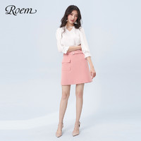 Roem 夏季纯色淑女浪漫风半身裙 粉色OL韩版短裙RCWH92403MRCWH92403M