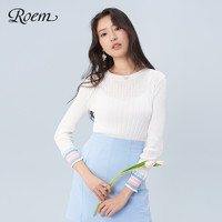 Roem 淑女白色针织衫修身套头圆领毛衣单外套RCKW92301CRCKW92301C