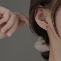 MOLC 小巧耳钉S925银女小众设计感耳环夏季2021年新款潮高级耳环耳饰 D5Y605井字耳钉925银