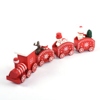 新新精艺 圣诞节 木质小火车摆件 圣诞红
