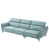 ZUOYOU 左右家私 DZY5108 轻奢真皮沙发 四人位+脚踏 井天蓝