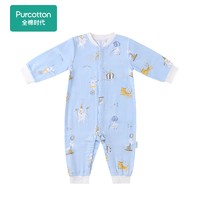 Purcotton 全棉时代 婴儿纱布长袖连体服 马里奥戏团蓝 73cm